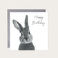 Happy Birthday Bunny Card — card with grey envelope