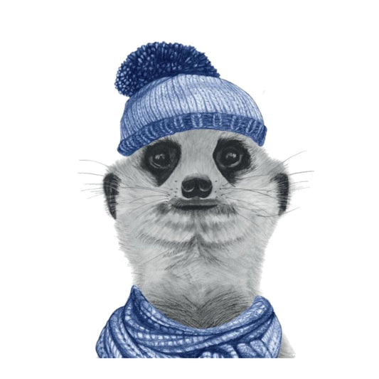 Winter Meerkat Hat Greeting Card — card front