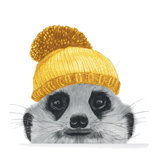 Winter Peeking Meerkat Greeting Card — card front