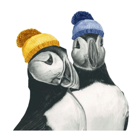 Winter Puffins Greeting Card — card front