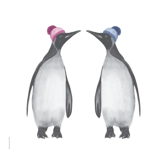 Winter Penguin and Friend Greeting Card — card front