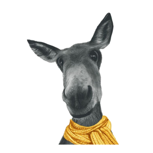 Winter Donkey Scarf Greeting Card — card front