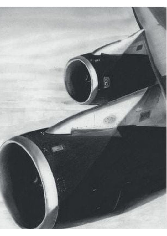 747 Aircraft Wing Fine Art Print – Iconic Aviation Illustration – unframed artwork