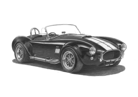 AC Cobra Fine Art Print – Hand-Drawn Classic Sports Car Illustration – unframed artwork