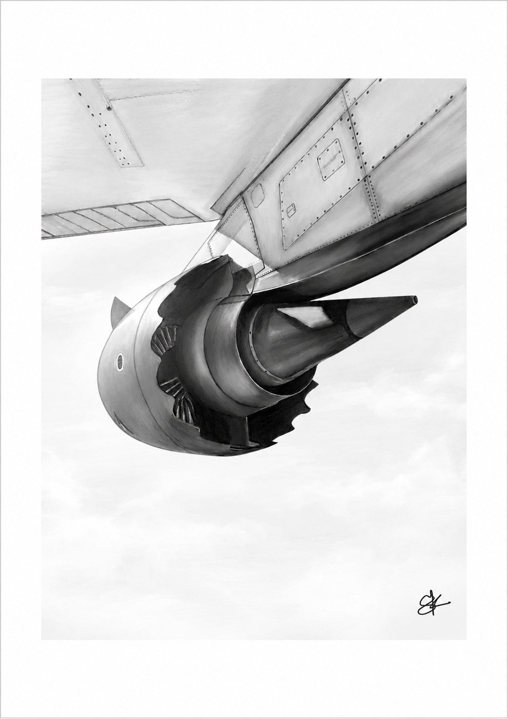 Boeing 787 Dreamliner Engine and Wing Fine Art Print – unframed artwork