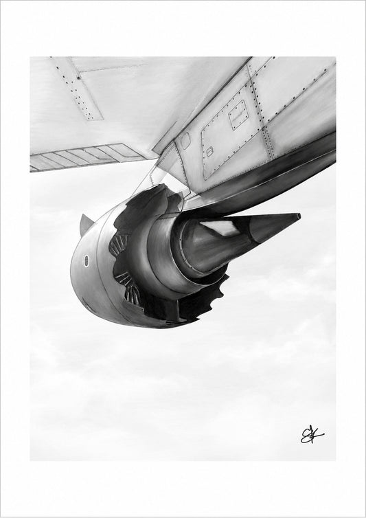 Boeing 787 Dreamliner Engine and Wing Fine Art Print – unframed artwork