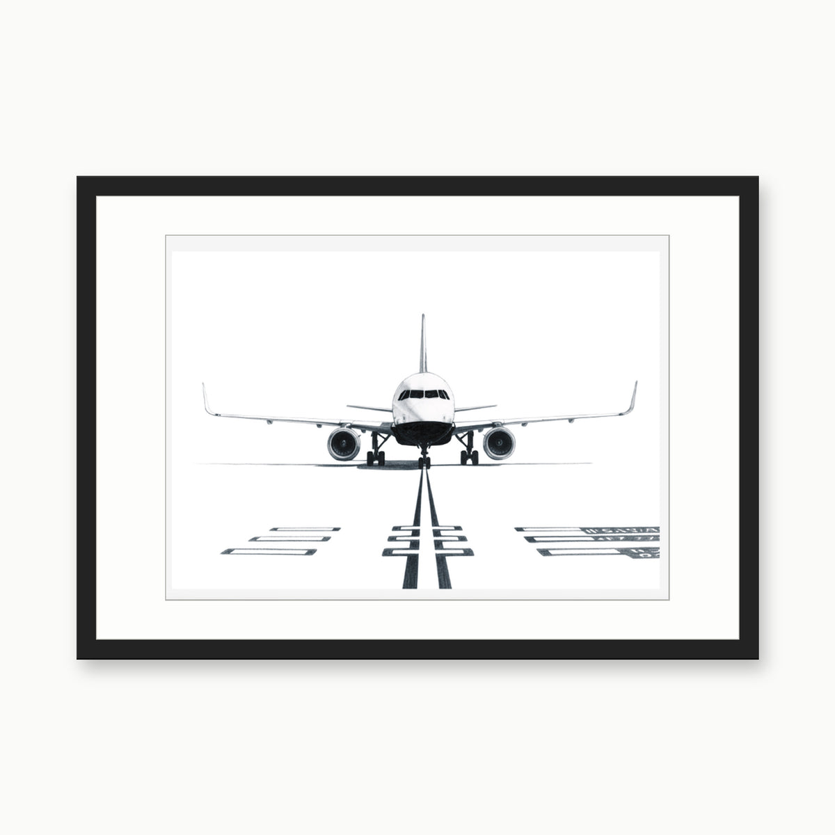 Airbus 320 Neo Aircraft Print | Modern Aviation Art – black rectangular frame with white mount