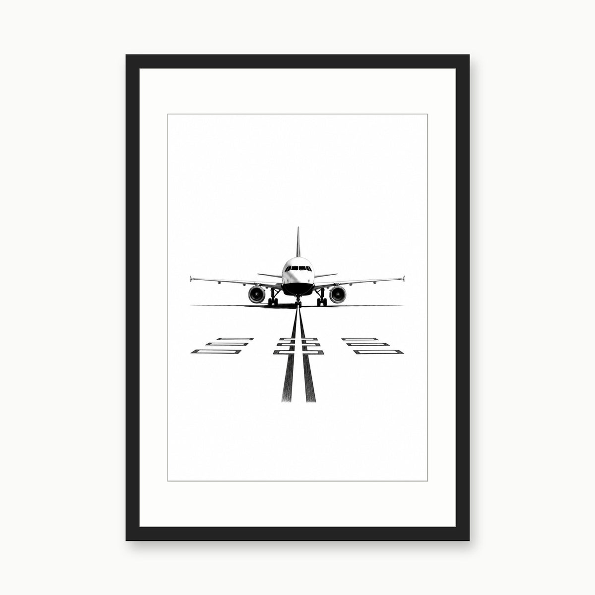 Airbus A319 Fine Art Print – black rectangular frame with white mount