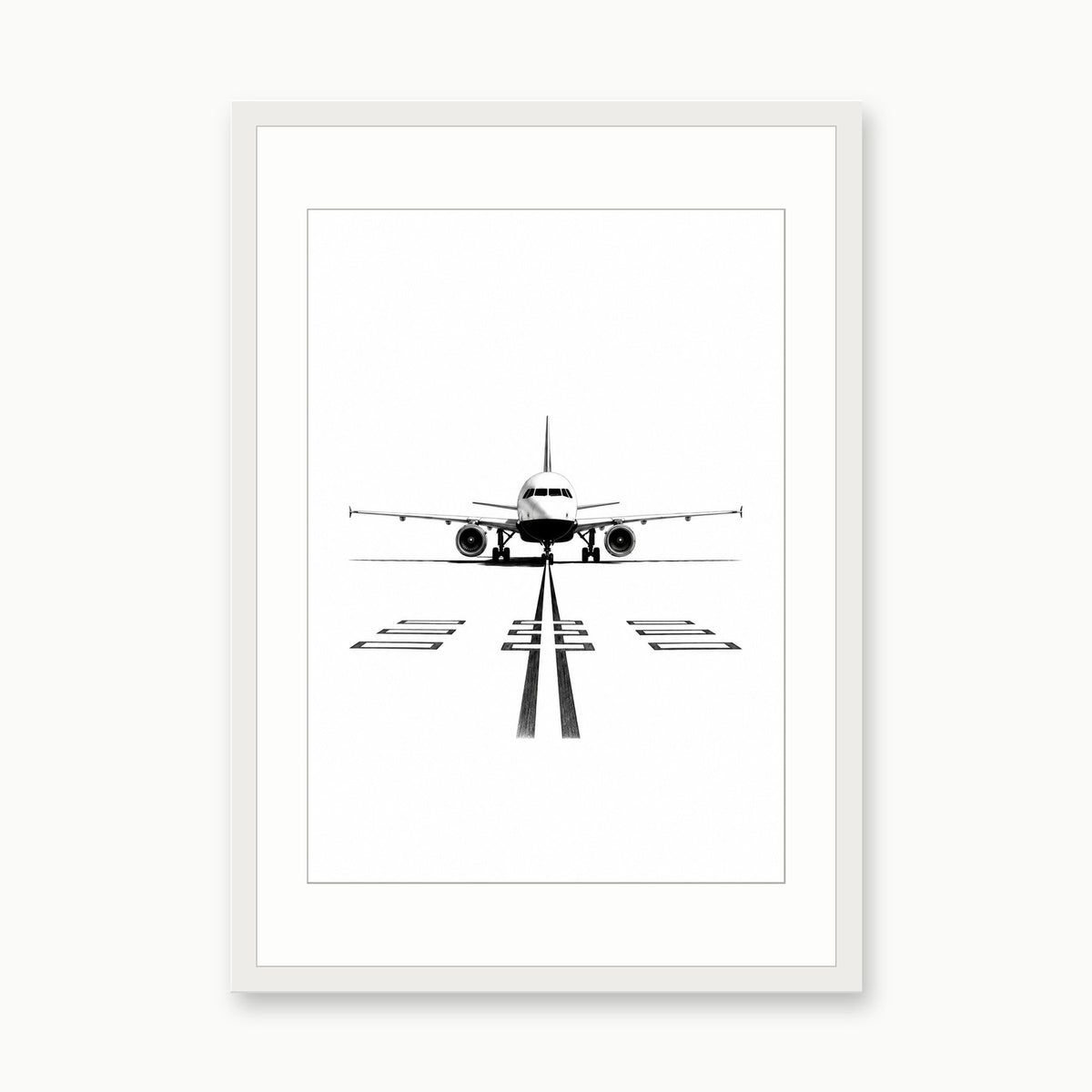 Airbus A319 Fine Art Print – white rectangular frame with white mount