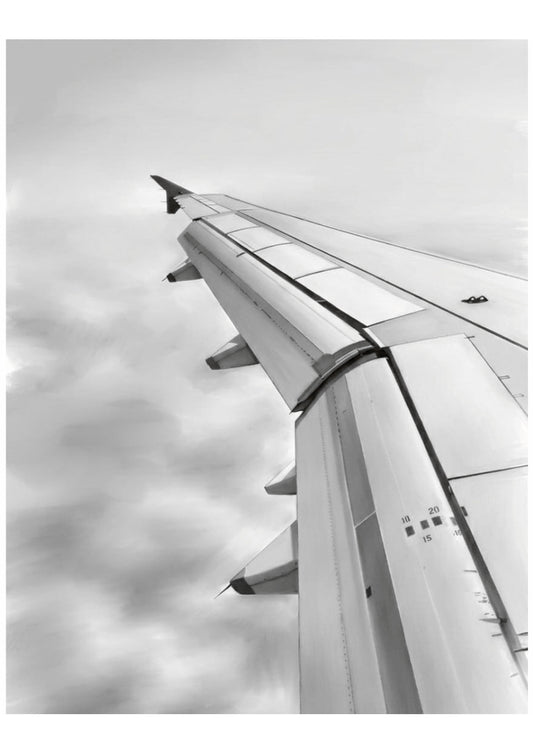 Airbus A320 landing wing Aircraft Print | Modern Aviation Art – unframed artwork