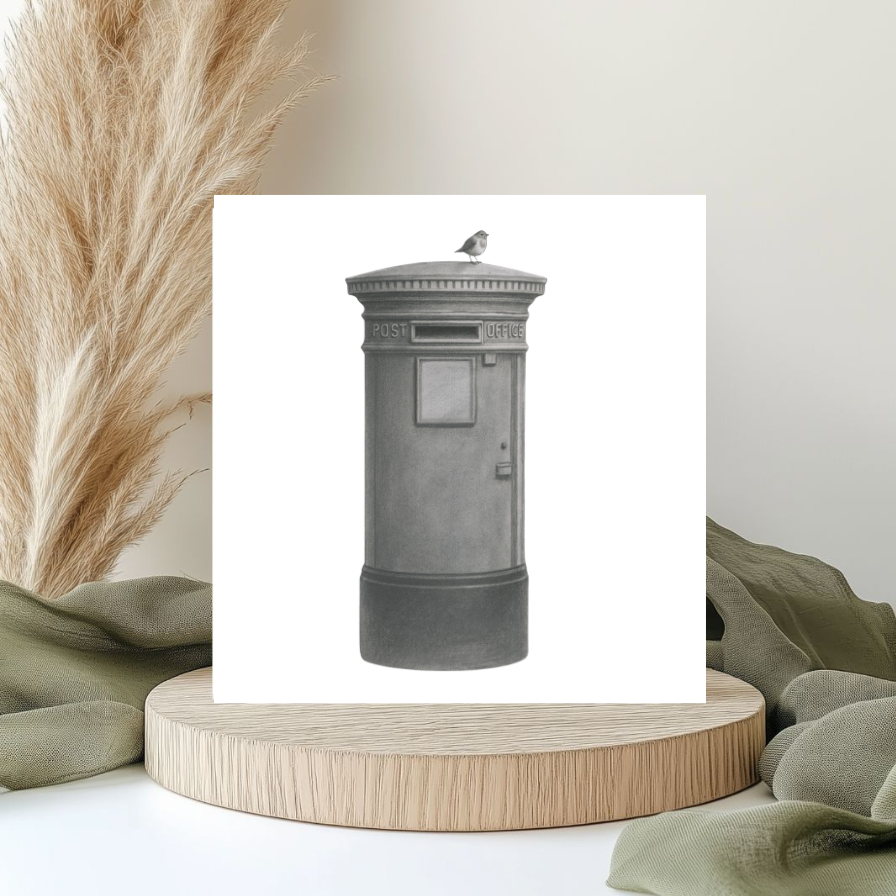 London Postbox – Hand-Drawn Greeting Card | Iconic British Illustration
