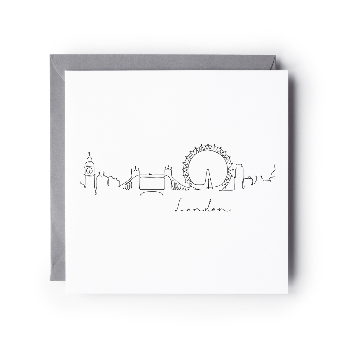 London Skyline – Hand-Drawn Greeting Card | Iconic British Landmarks Illustration