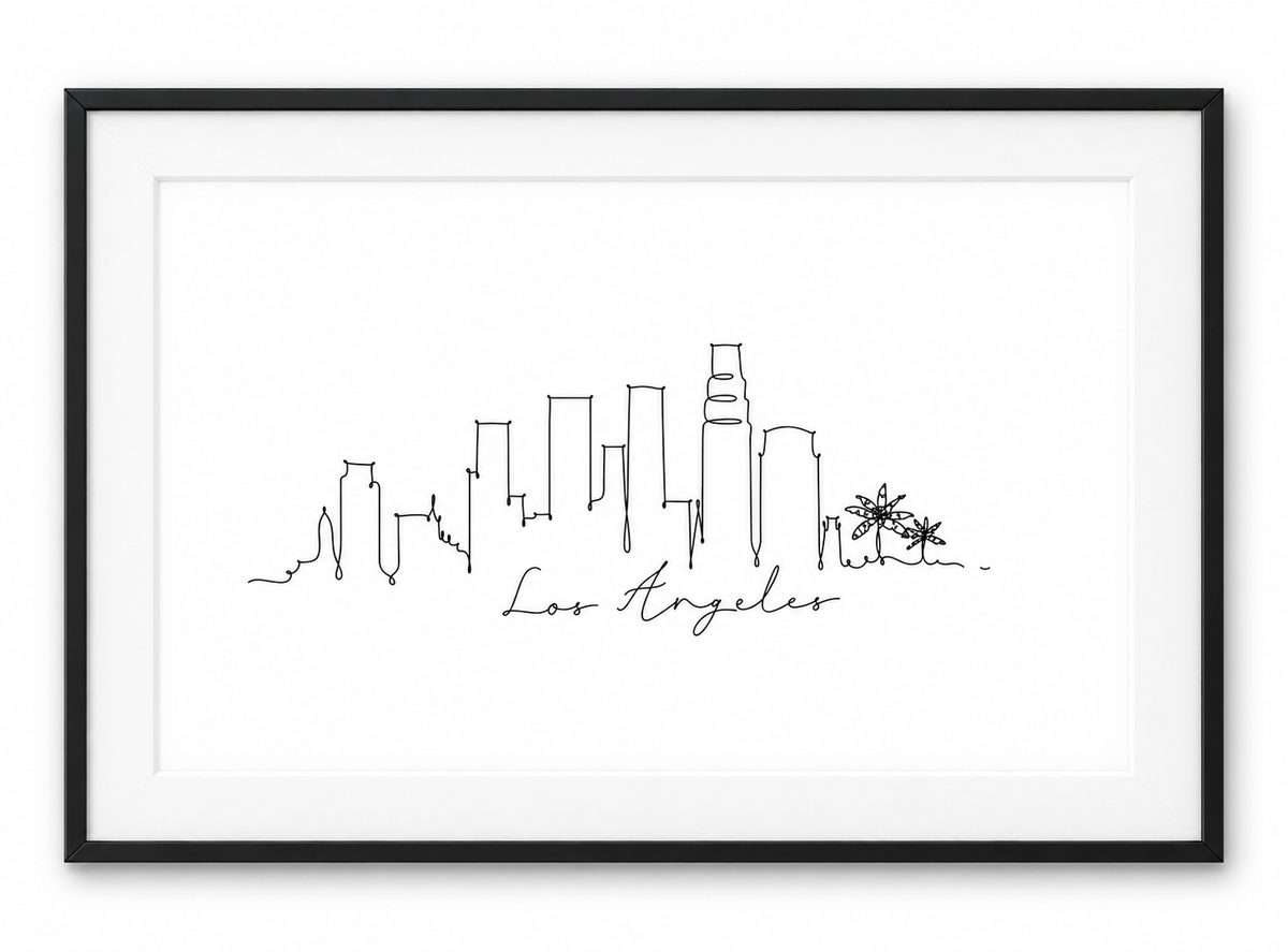 Los Angeles Skyline Print – Black frame with white mount