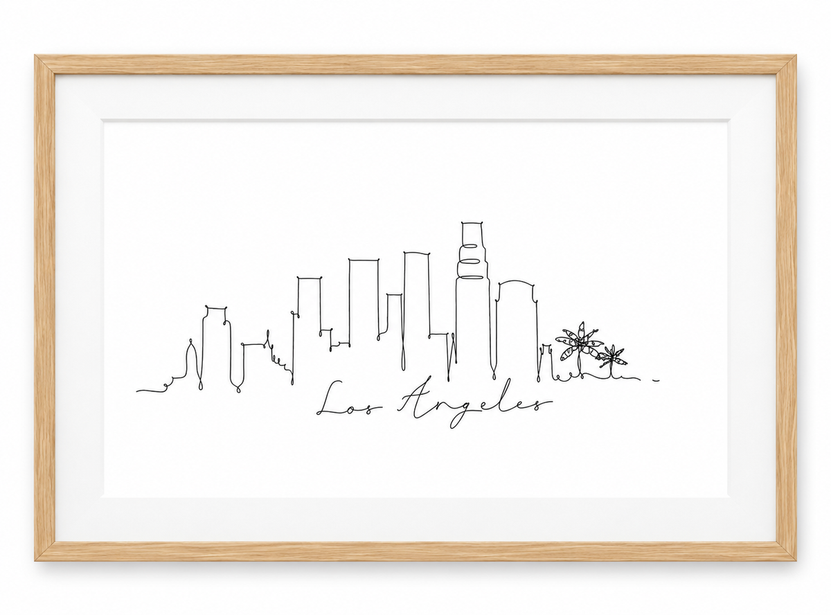Los Angeles Skyline Print – Oak frame with white mount