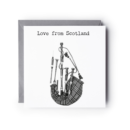 Love From Scotland Bagpipes greeting card