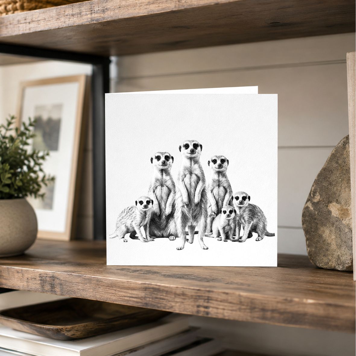 Meerkat Family Hand Drawn Greeting Card