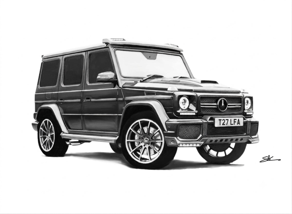 Hand-drawn Mercedes-AMG G-Class fine art print