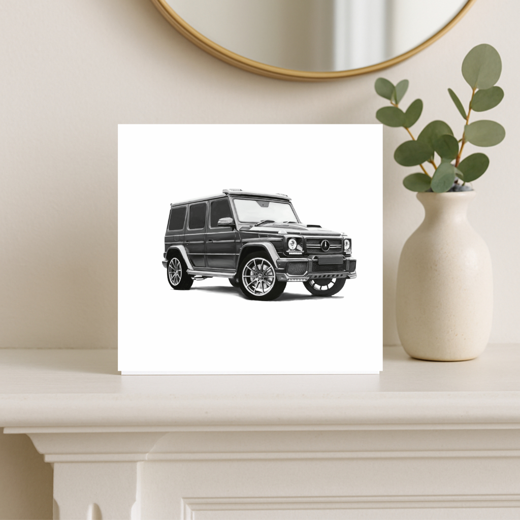 Mercedes G Wagon – Hand-Drawn Greeting Card | Stylish & Playful Vehicle Art