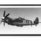 “Off to Battle” Spitfire Drawing | Aviation Art Print in black frame with white mount