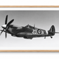 “Off to Battle” Spitfire Drawing | Aviation Art Print in oak frame with white mount