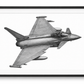 Eurofighter Typhoon Hand-Drawn Print | Modern Military Aviation Art in black frame with white mount