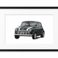 Mini car in black frame with white mount