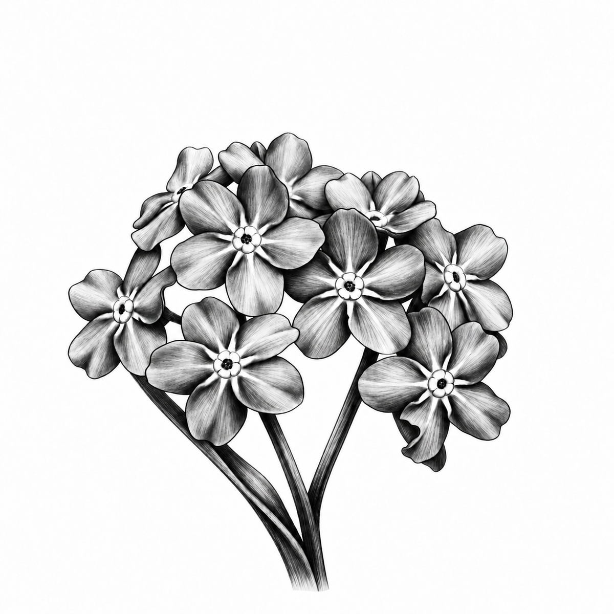Monochrome flowers sympathy greeting card without wording