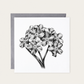 Monochrome flowers greeting card with matching grey envelope