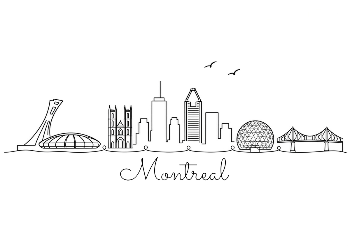 Montreal skyline line art A4 print