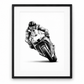 Motorcycle Racer Fine Art Print in Black frame with white mount