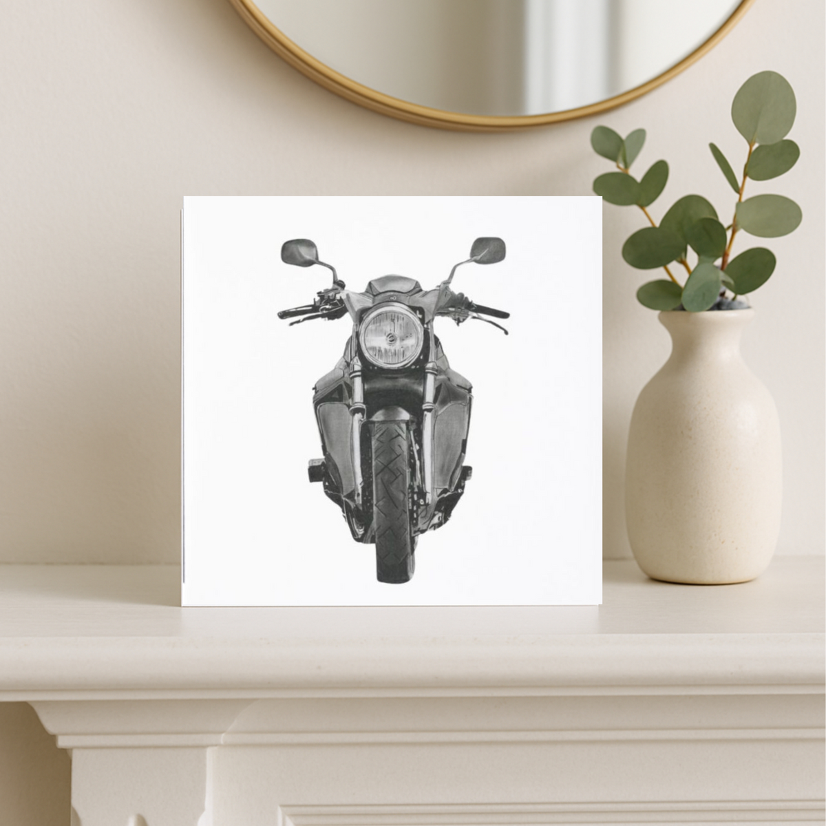 Motorbike – Hand-Drawn Greeting Card | Iconic Two-Wheel Adventure Art