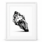 Motorcycle Racer Fine Art Print in White frame with white mount