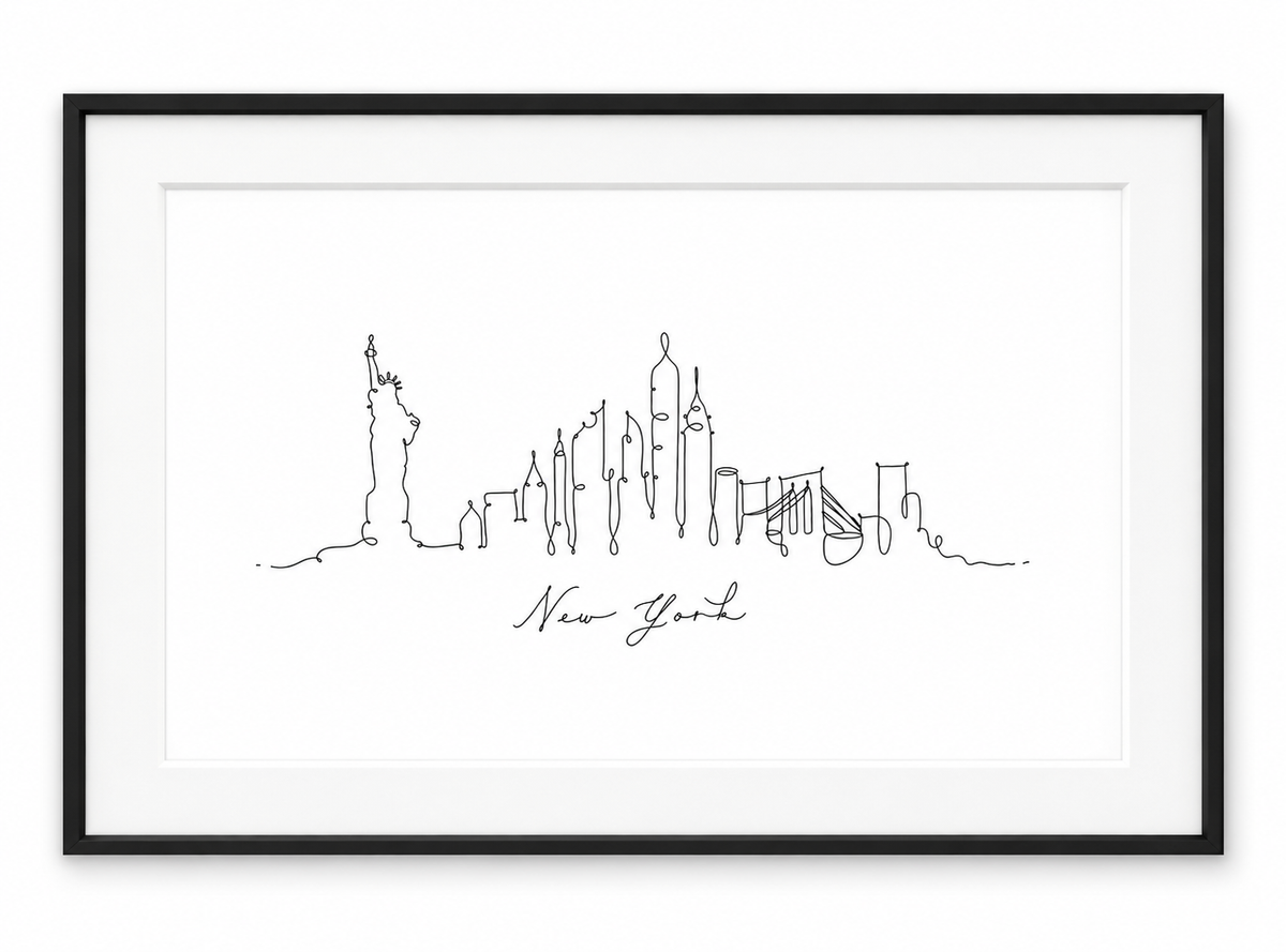 New York Skyline Print – Black frame with white mount