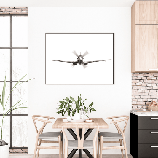 Iconic Spitfire Front View Fine Art Print – Hand-Drawn WWII Aircraft Illustration