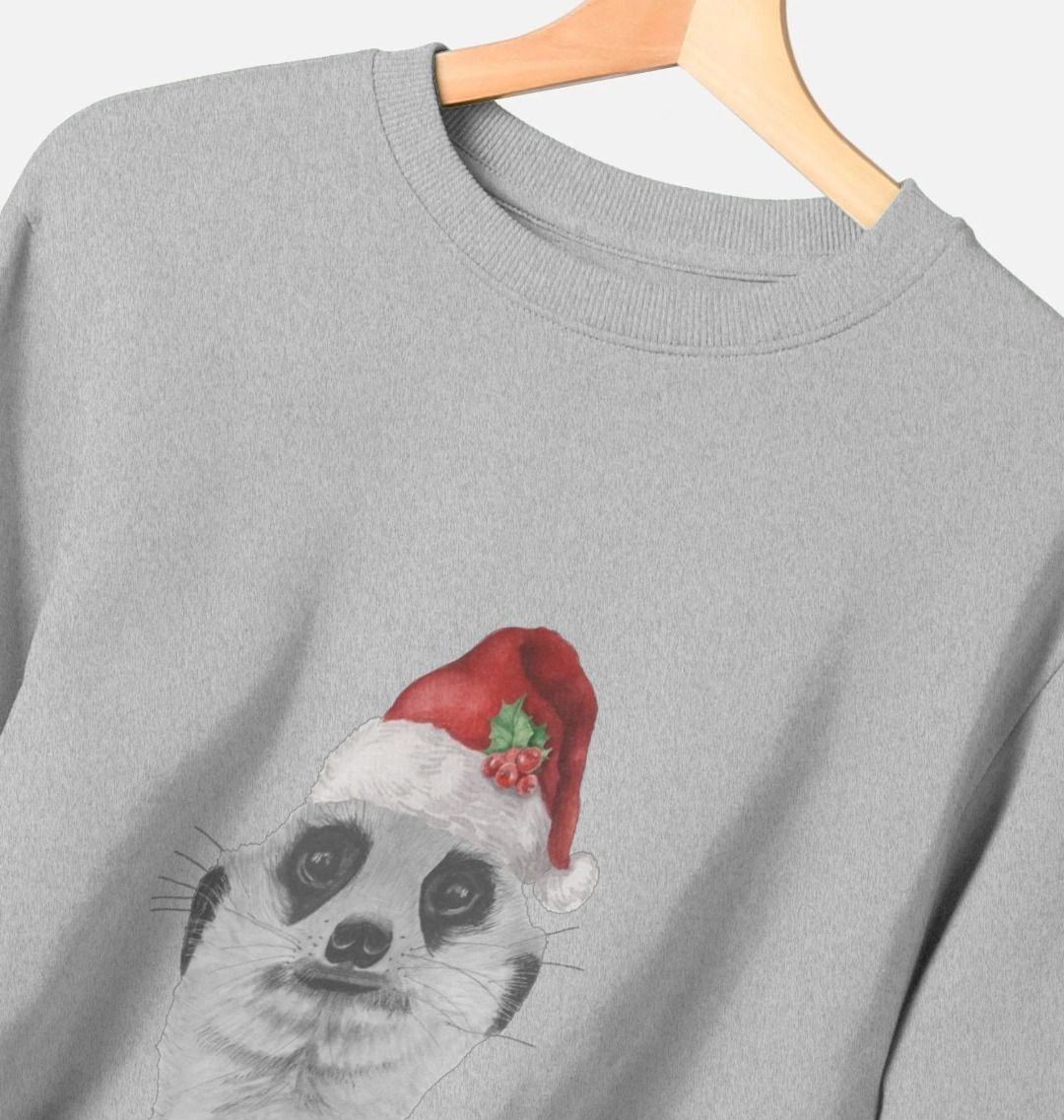 Men's Festive Meerkat Crew Neck Sweater Certified Organic Cotton