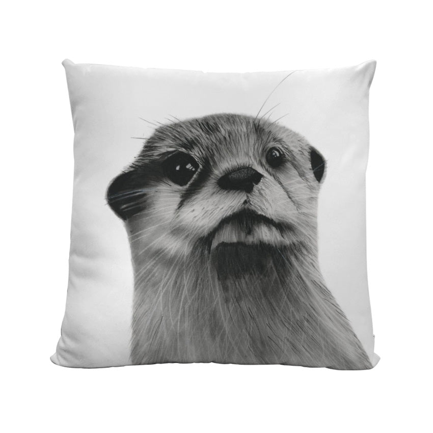 A Faux Suede Otter Cushion From Libra Fine Arts 
