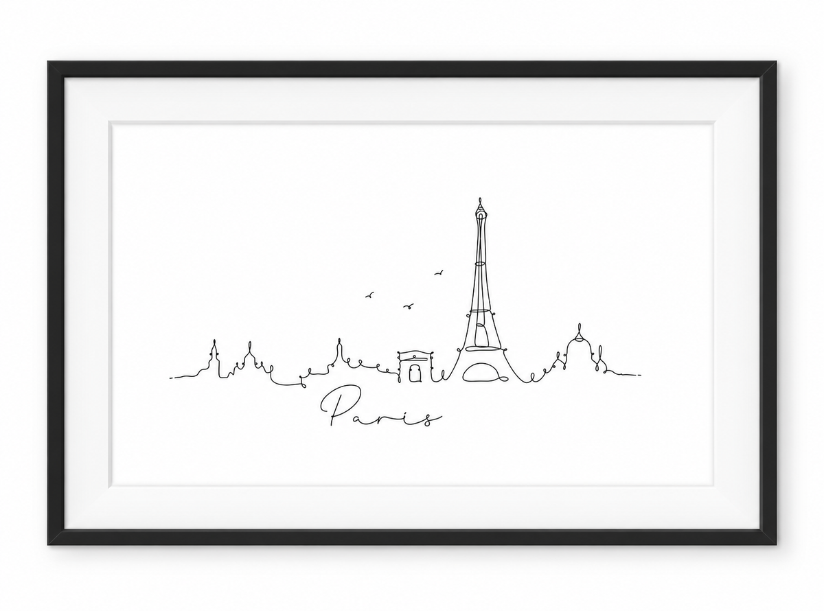 Paris Skyline Print – Black frame with white mount
