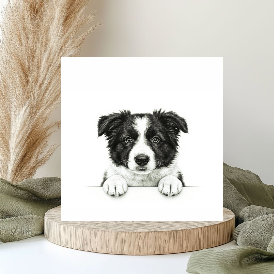 Peeking Border Collie Greeting Card