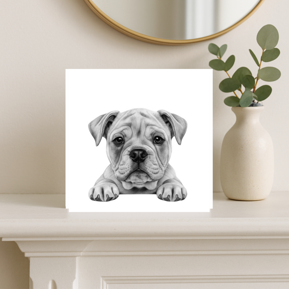 Peeking English Bulldog Greeting Card