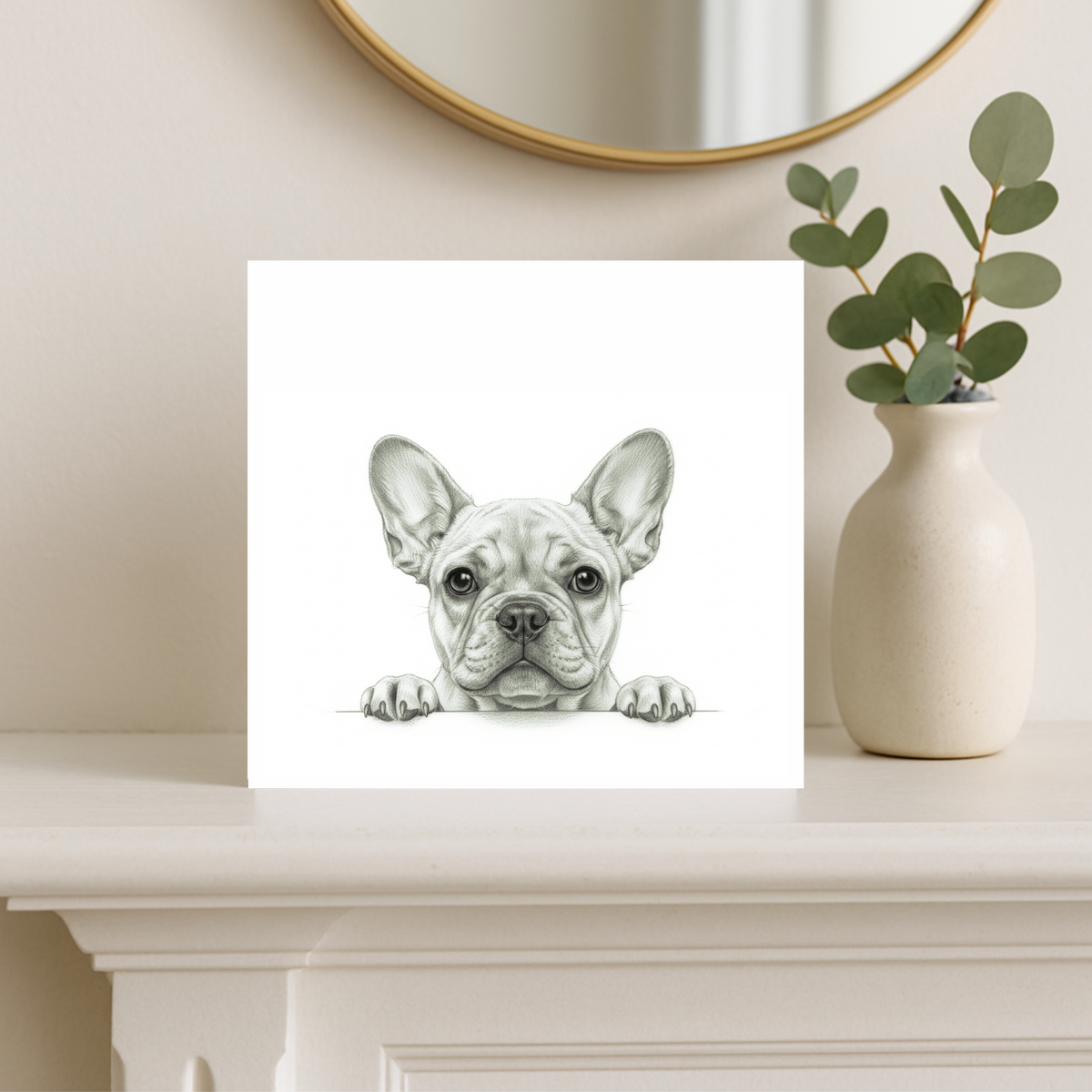 Peeking French Bulldog Greeting Card