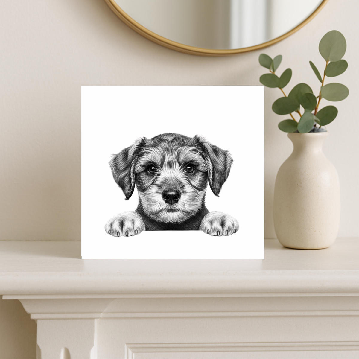 Peeking Schnauzer Greeting Card