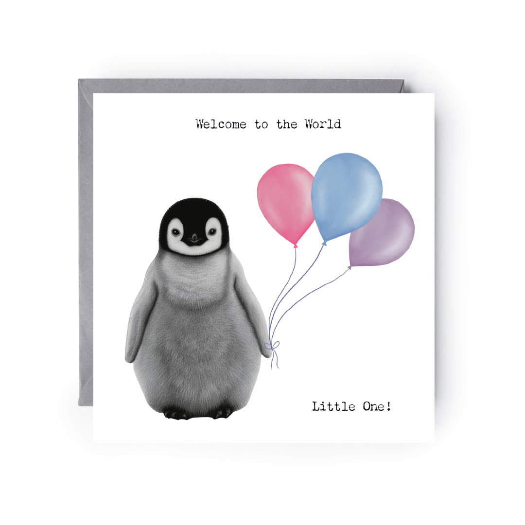 Baby penguin greeting card detail