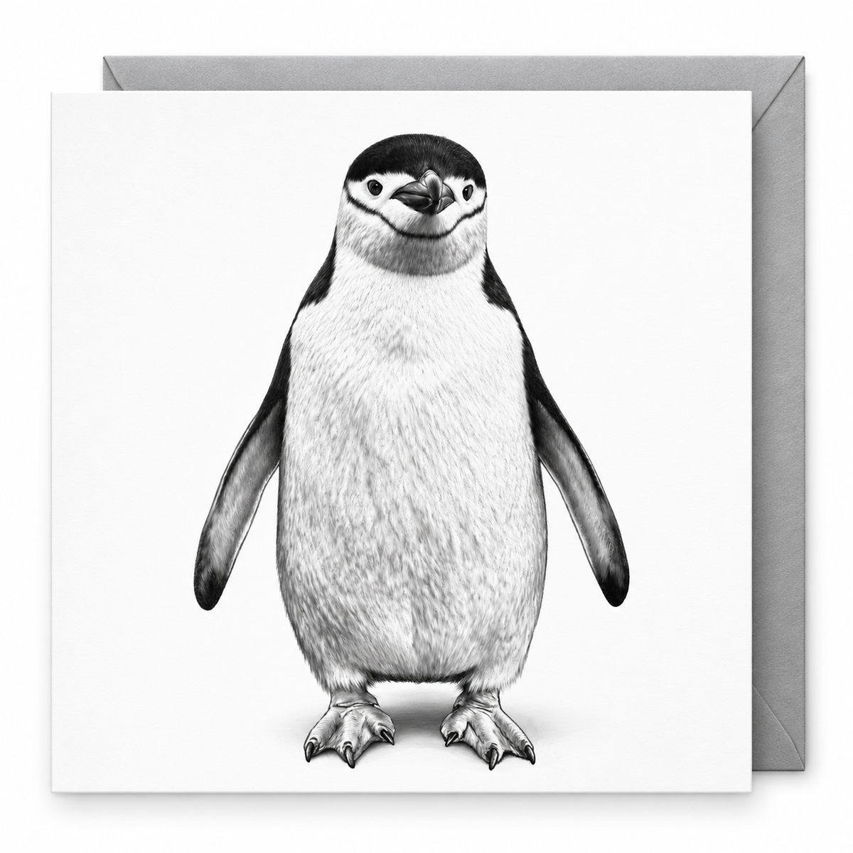 Penguin greeting card with grey envelope