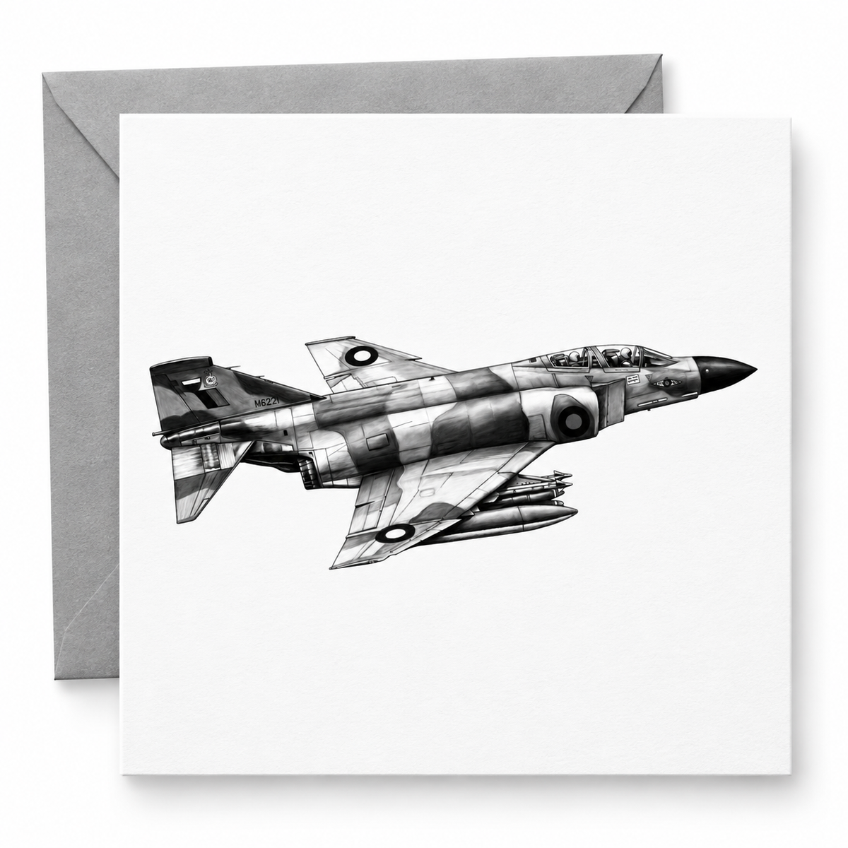 Phantom aircraft greeting card with grey envelope