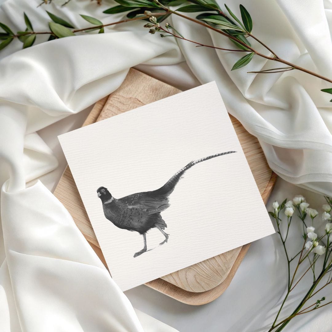Cetus the Pheasant greeting card packaged with matching envelope