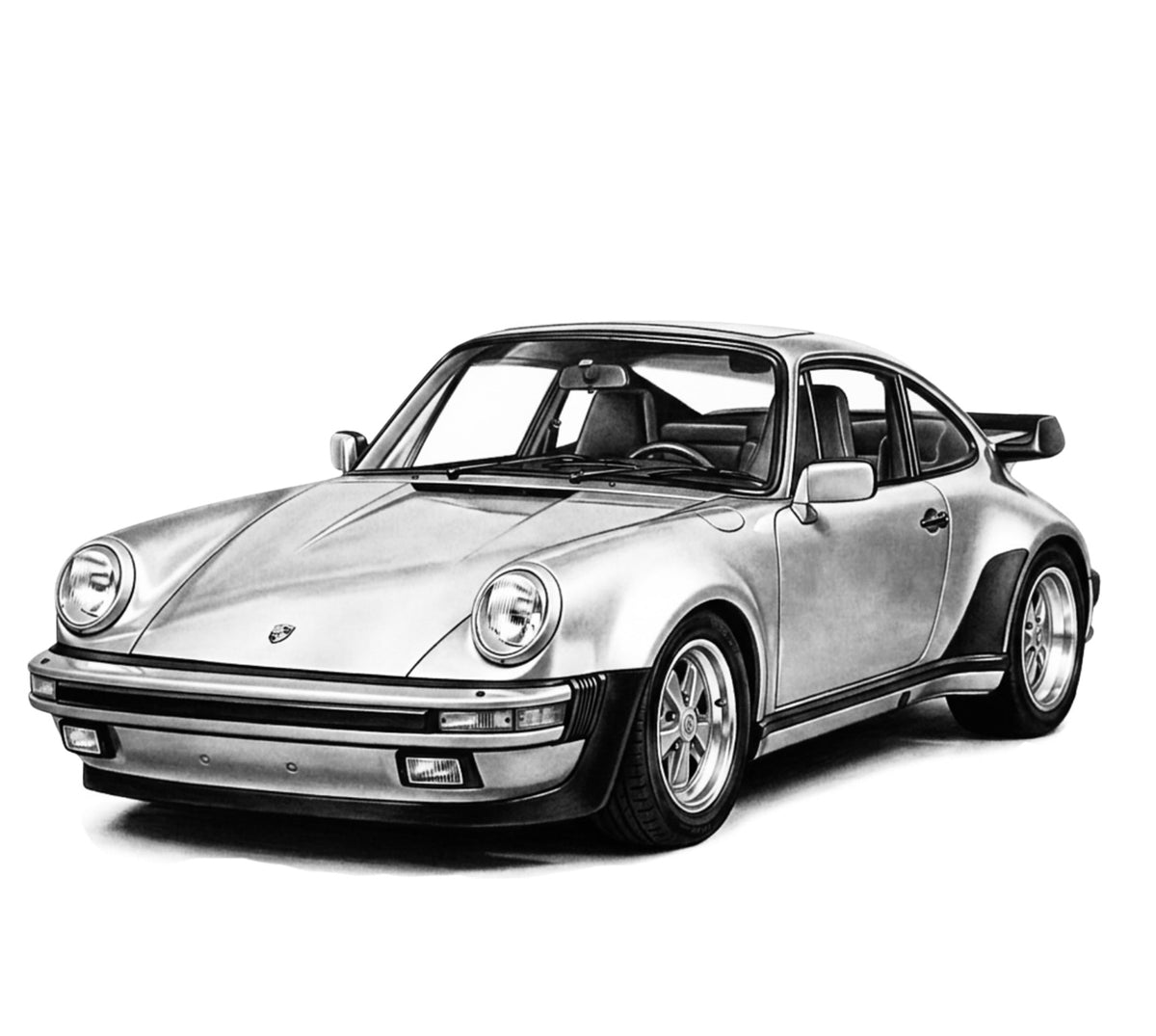 Hand-drawn Porsche 911 Carrera classic sports car fine art print