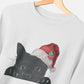 Women's Crew Neck Festive Cat Sweater Certified Organic Cotton