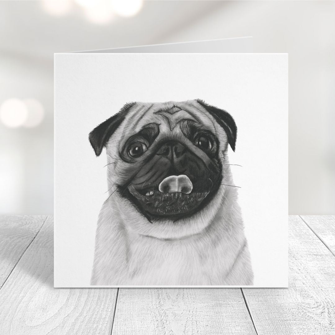 A Hand Drawn Pug Dog Greeting Card From Libra Fine Arts