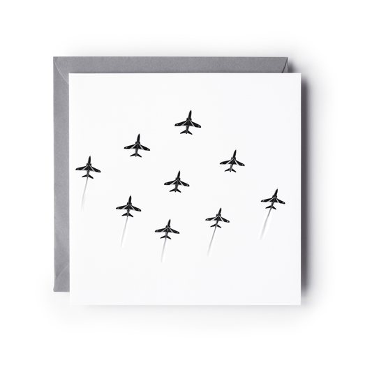 Red Arrows Formation – Hand-Drawn Greeting Card