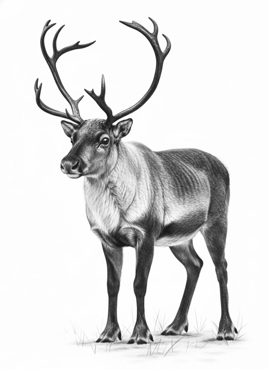Reindeer Fine Art Print monochrome artwork